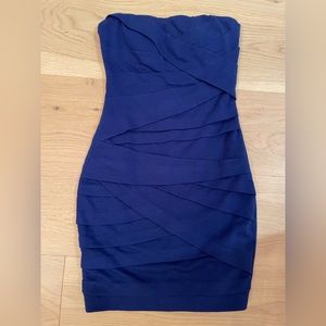 Strapless blue dress